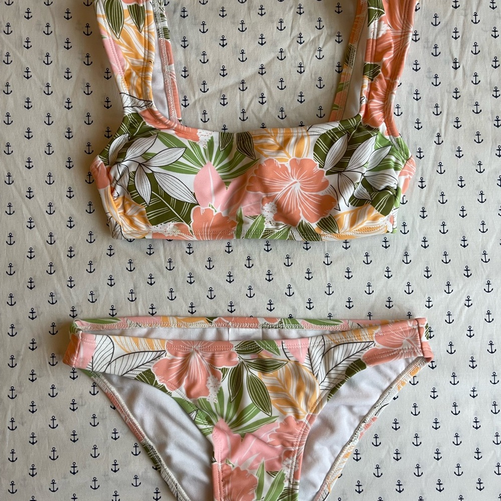 Pink and Green Floral Bikini